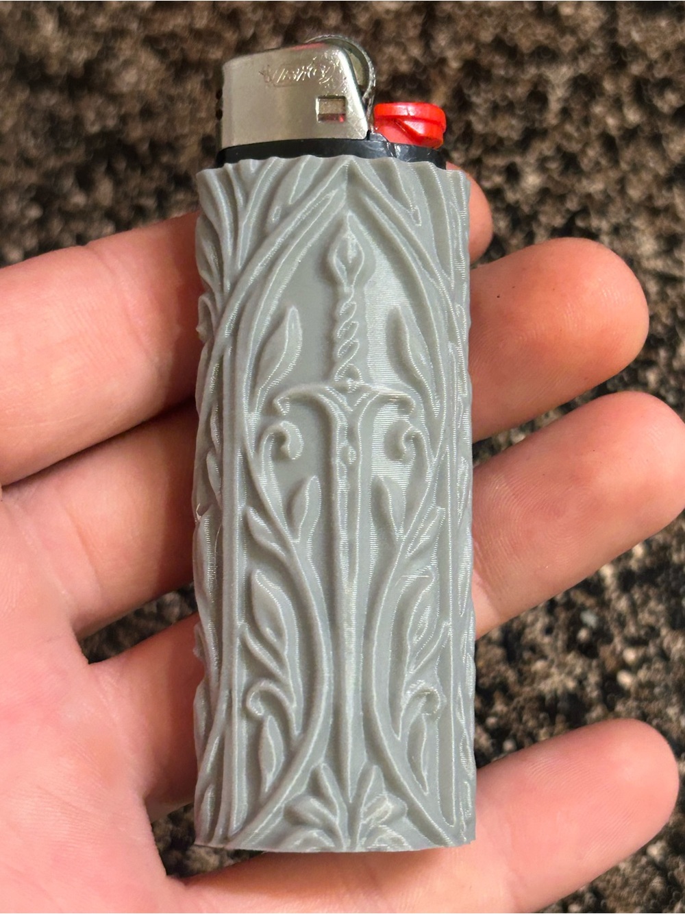 Decorative Gray Floral Pattern Lighter Sleeve - Gray